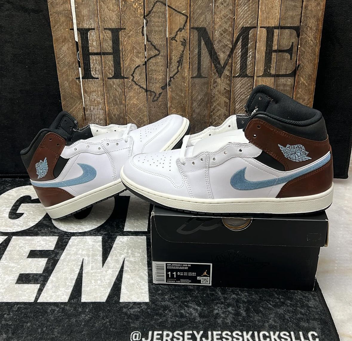Air Jordan 1 Mid Brown Blue Grey Men’s size 11.5
